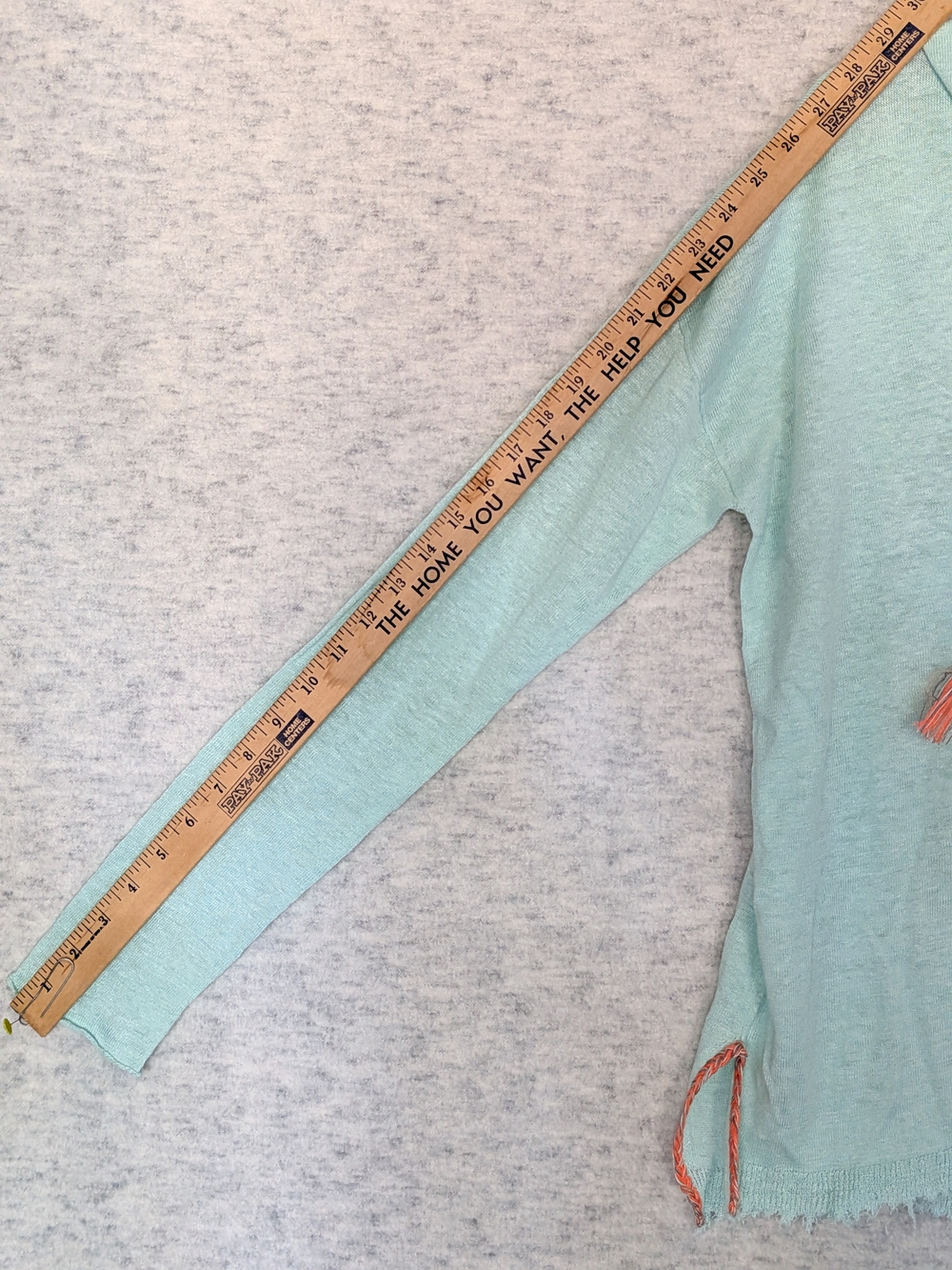 Lisa Todd Tulum Sweater Sz S Dew Fray-Edge Linen Hoodie Lightweight Mint Blouse - Picture 9 of 14